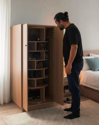 KINTORA 360° Rotating Storage Cabinet – Smart & Stylish Organizer