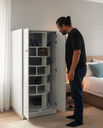KINTORA 360° Rotating Storage Cabinet – Smart & Stylish Organizer